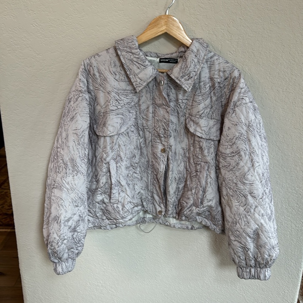 Marble Quilted Puffer Jacket Size Large - Picture 3 of 7